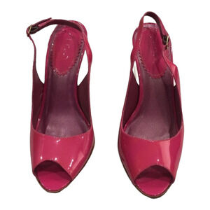 Aldo Women's Pink Peep Toe Slingback Platform Heels Patent Leather Pumps Size 7